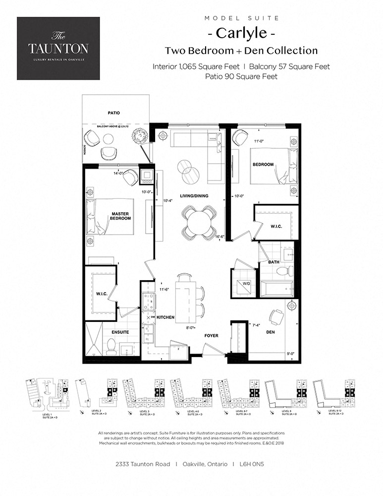 Floor plan for 2 beds, 2 baths, 1065 sqft