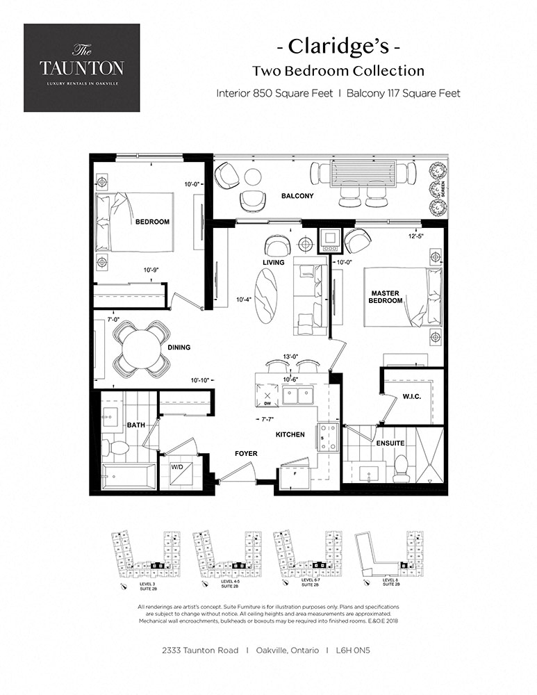 Floor plan for 2 beds, 2 baths, 850 sqft