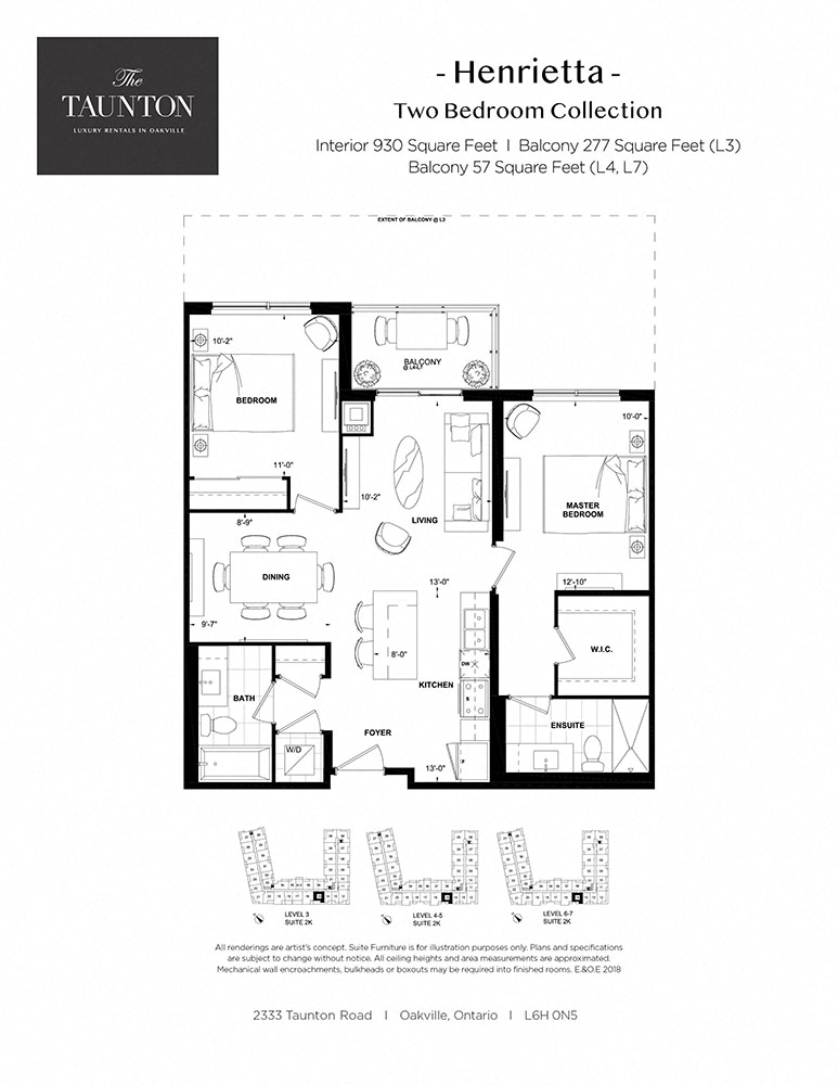 Floor plan for 2 beds, 2 baths, 930 sqft