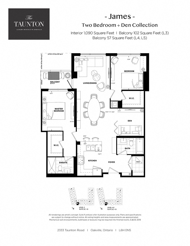 Floor plan for 2 beds, 2 baths, 1090 sqft