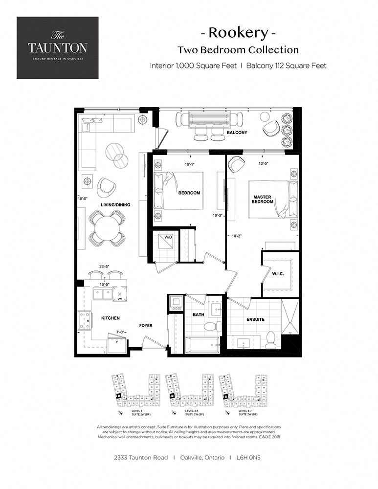 Floor plan for 2 beds, 2 baths, 1000 sqft