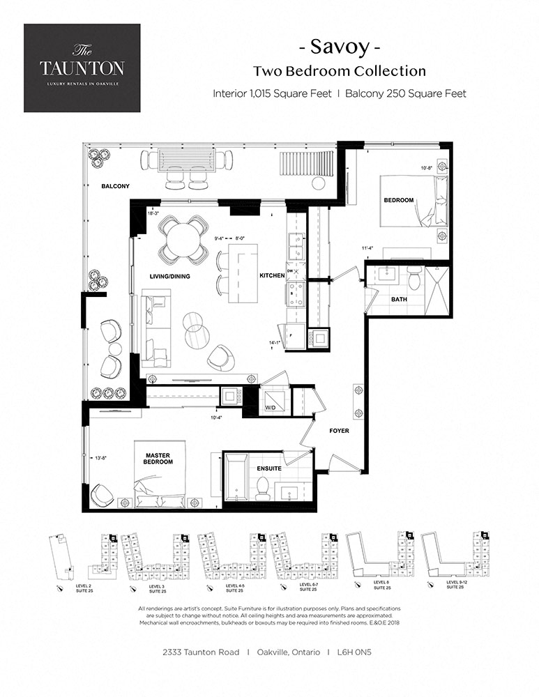 Floor plan for 2 beds, 2 baths, 1015 sqft