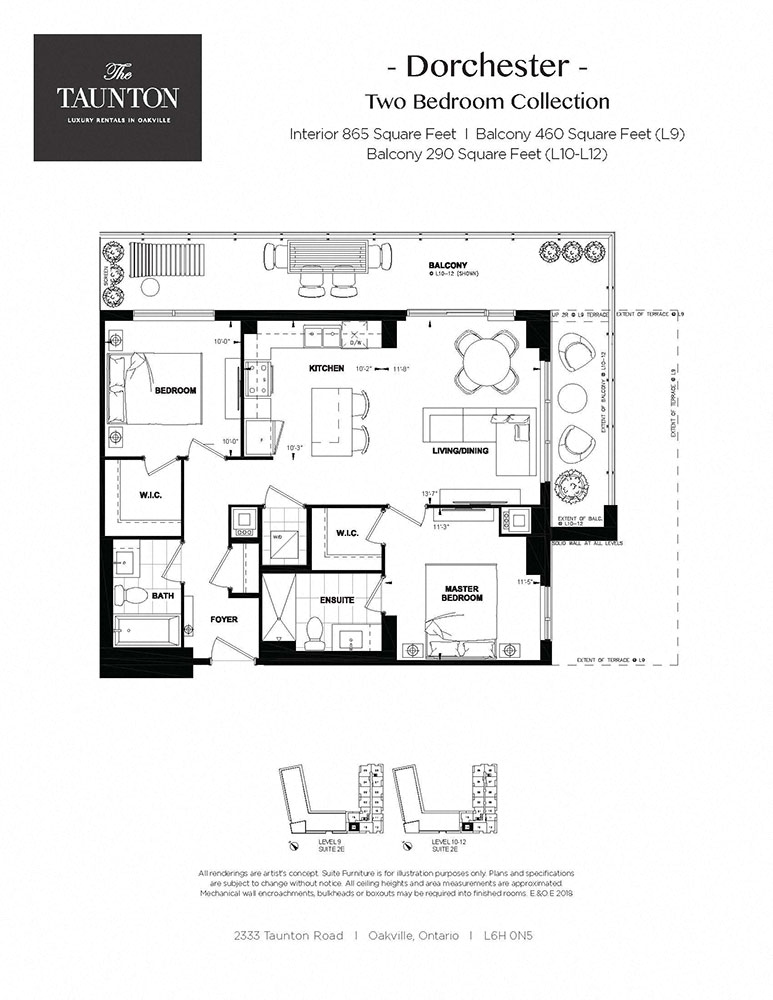 Floor plan for 2 beds, 2 baths, 865 sqft