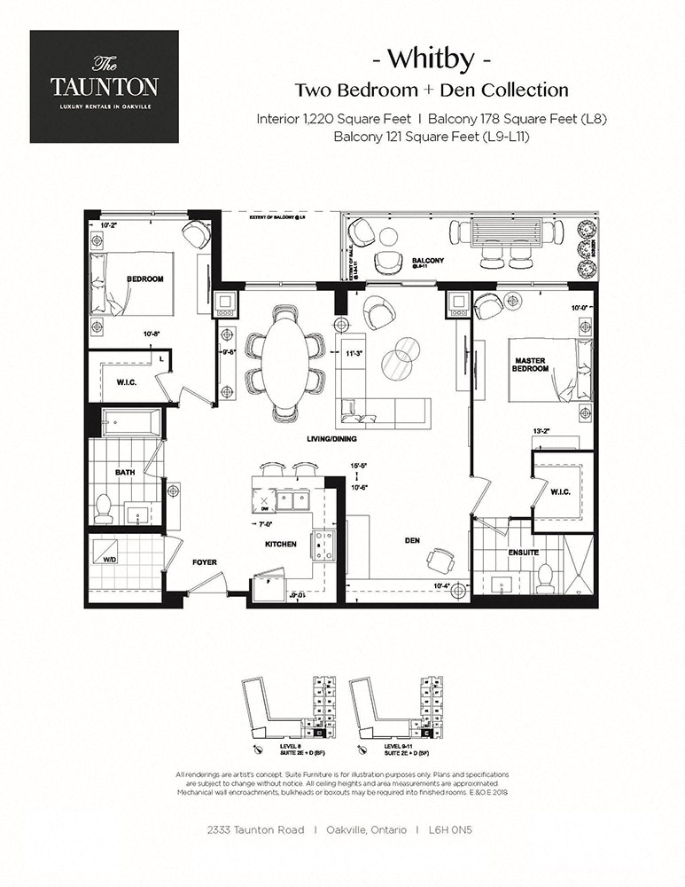 Floor plan for 2 beds, 2 baths, 1220 sqft