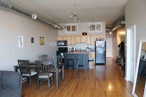 Chicago apartment for rent - a view of the kitchen and dining room from the living room