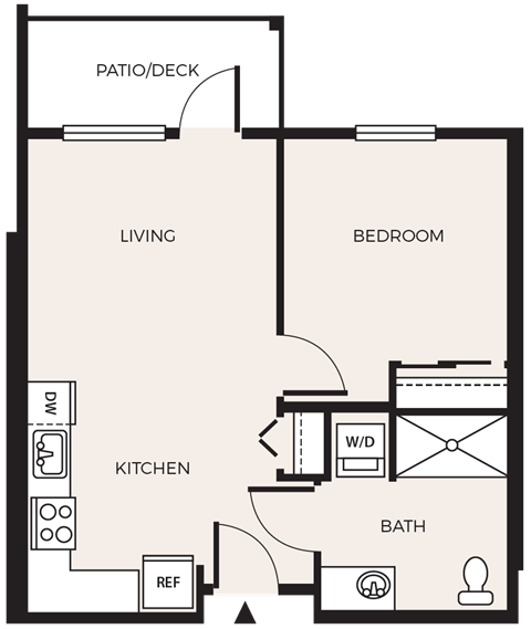 Floor plan for 1 bed, 1 bath, 547 sqft