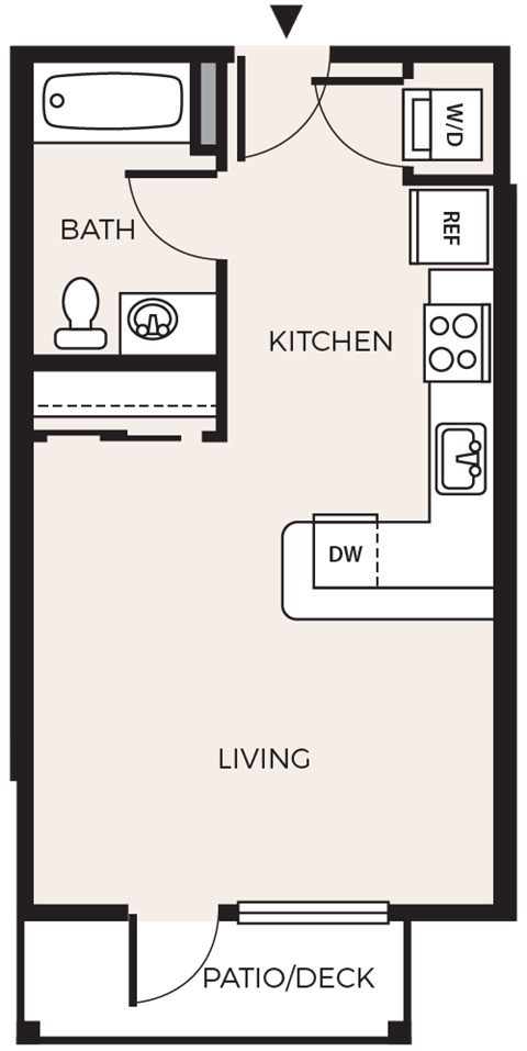 Floor plan for studio, 1 bath, 435 sqft