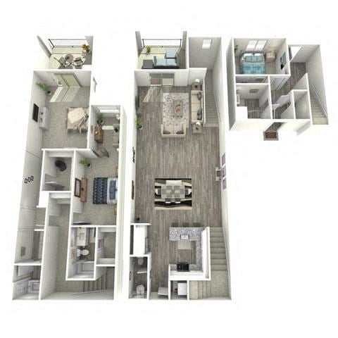Floor plan for 3 beds, 3.5 baths, 2140 sqft