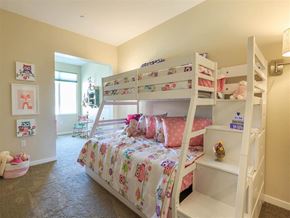 Oxnard townhouse for rent - a bedroom with a bunk bed and a closet