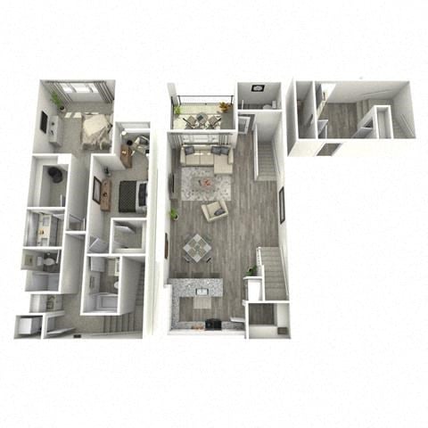 Floor plan for 2 beds, 2.5 baths, 1649 sqft