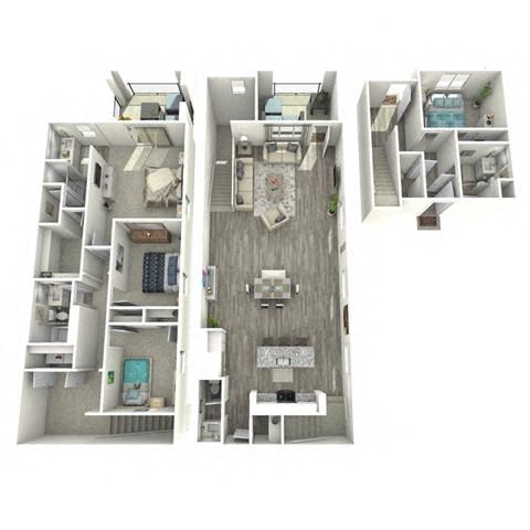 Floor plan for 4 beds, 3.5 baths, 2412 sqft