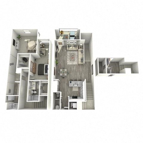 Floor plan for 2 beds, 2.5 baths, 1562 sqft
