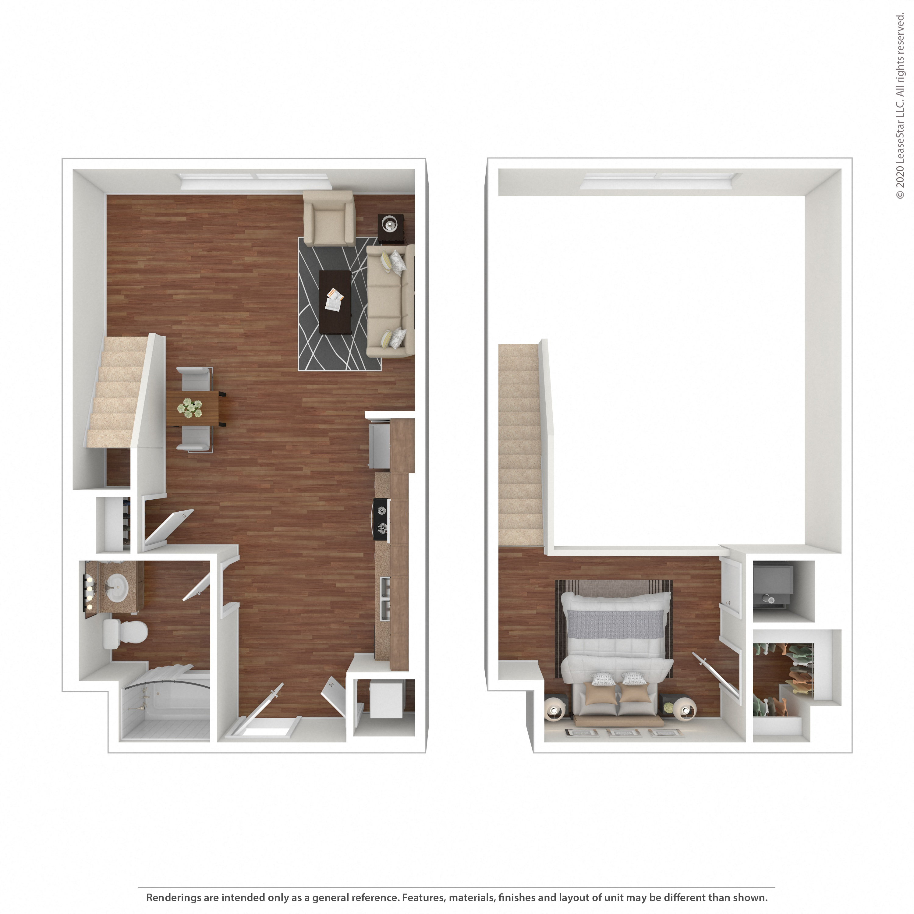 Floor plan for studio, 1 bath, 881 sqft