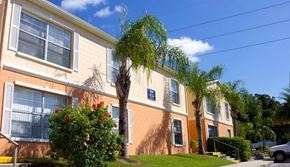 Tampa apartment for rent - A row of houses with a white car parked in front of the first house.