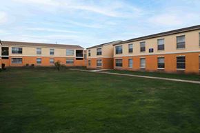 Tampa apartment for rent - A grassy area in front of apartment buildings.