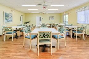 Port St. Lucie apartment for rent - tables and chairs in community room set up for resident events