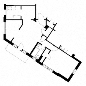 Floor plan for 1 bed, 1 bath, 640 sqft