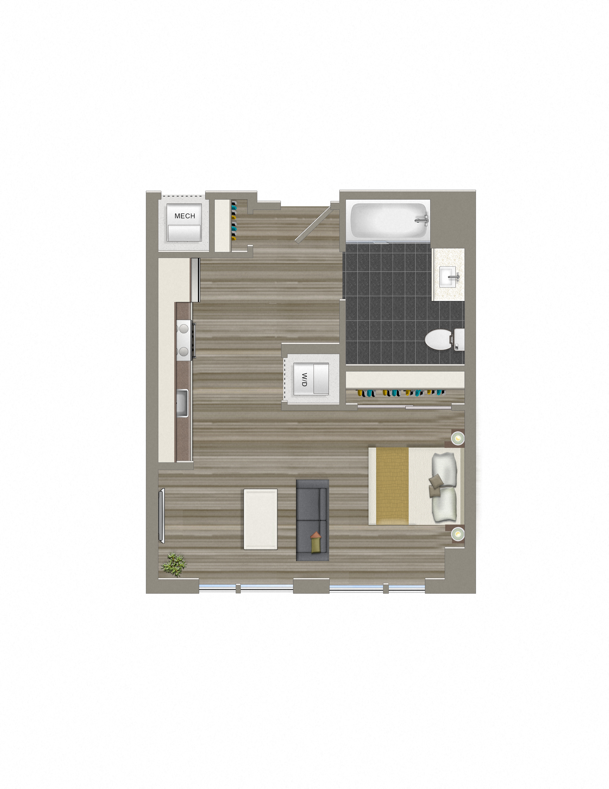 Floor plan for studio, 1 bath, 441 sqft