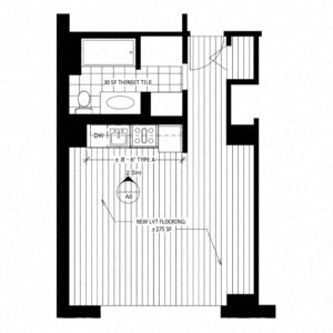 Floor plan for studio, 1 bath, 474 sqft