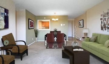 Portsmouth apartment for rent - a living room and dining room with a table and chairs