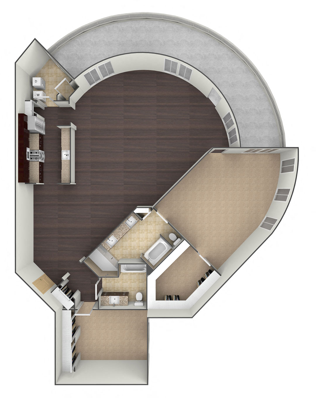 Floor plan for 2 beds, 2 baths, 2073 sqft