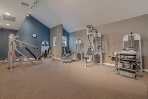 Riverside apartment for rent - A gym with a variety of exercise equipment.