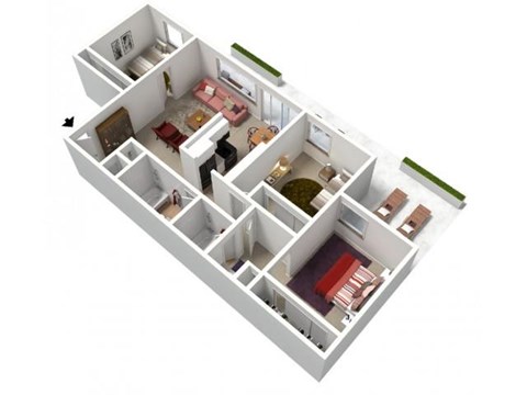 Floor plan for 3 beds, 2 baths, 1063 sqft