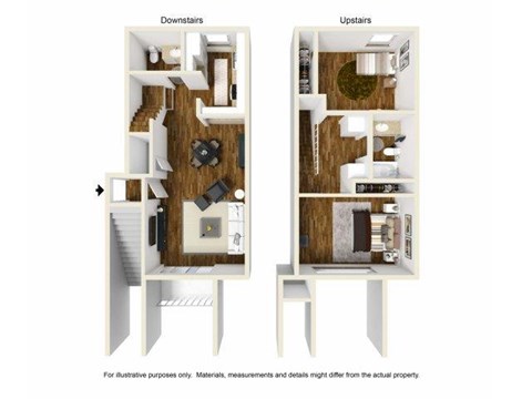 Floor plan for 2 beds, 1.5 baths, 932 sqft