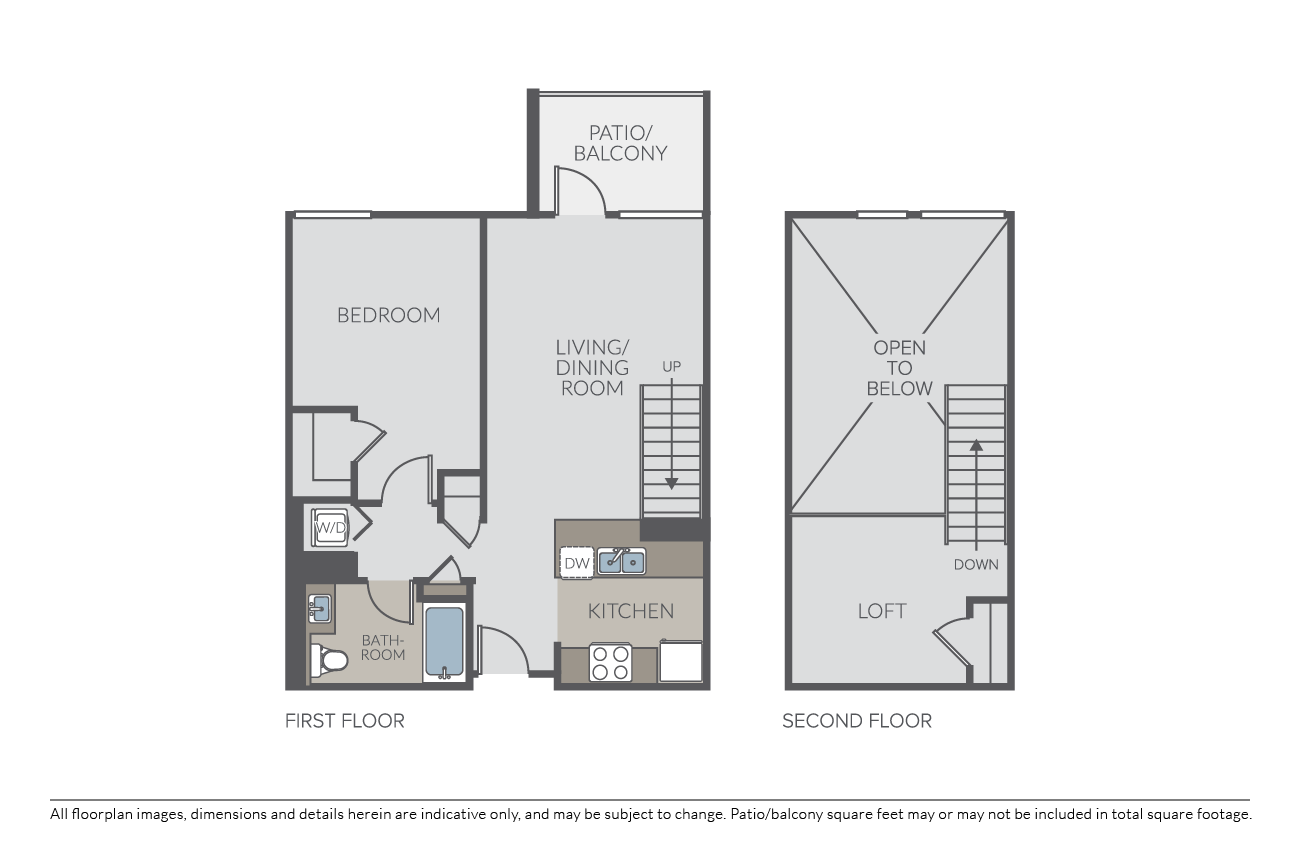 Floor plan for 1 bed, 1 bath, 846 sqft