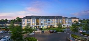 Bradenton apartment for rent - a rendering of an apartment building in a parking lot