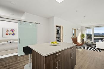 Wood plank flooring throughout