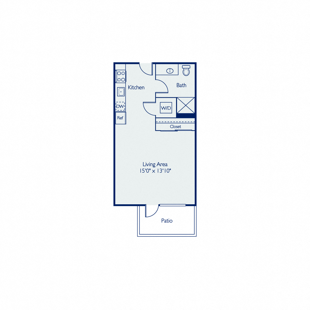 Floor plan for studio, 1 bath, 467 sqft