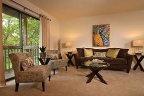 Essex apartment for rent - Living Area With Balcony at Mansfield Woods Apartments, Essex, MD