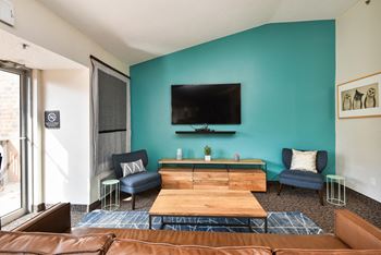 Fully-equipped community room overlooking pool