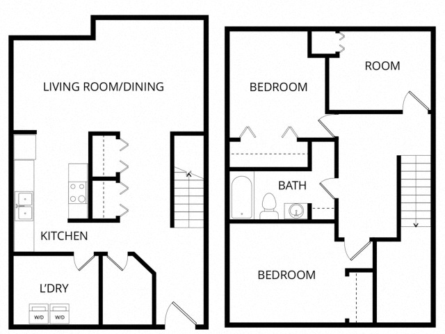 Floor plan for 3 beds, 1.5 baths, 1208 sqft