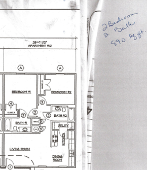 Arkadelphia apartment for rent - A drawing of a floor plan for a 2 bedroom apartment.