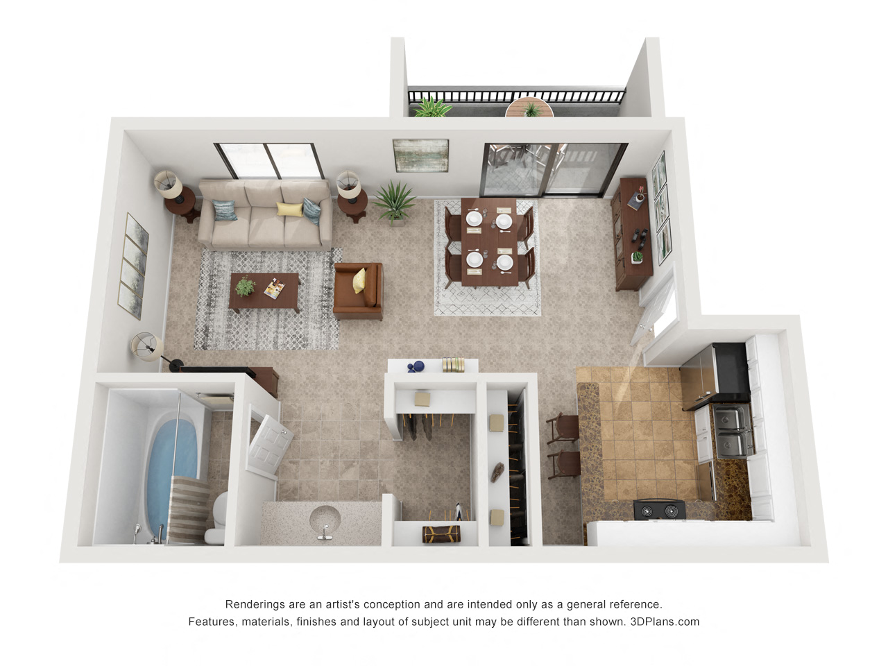 Floor plan for studio, 1 bath, 457 sqft