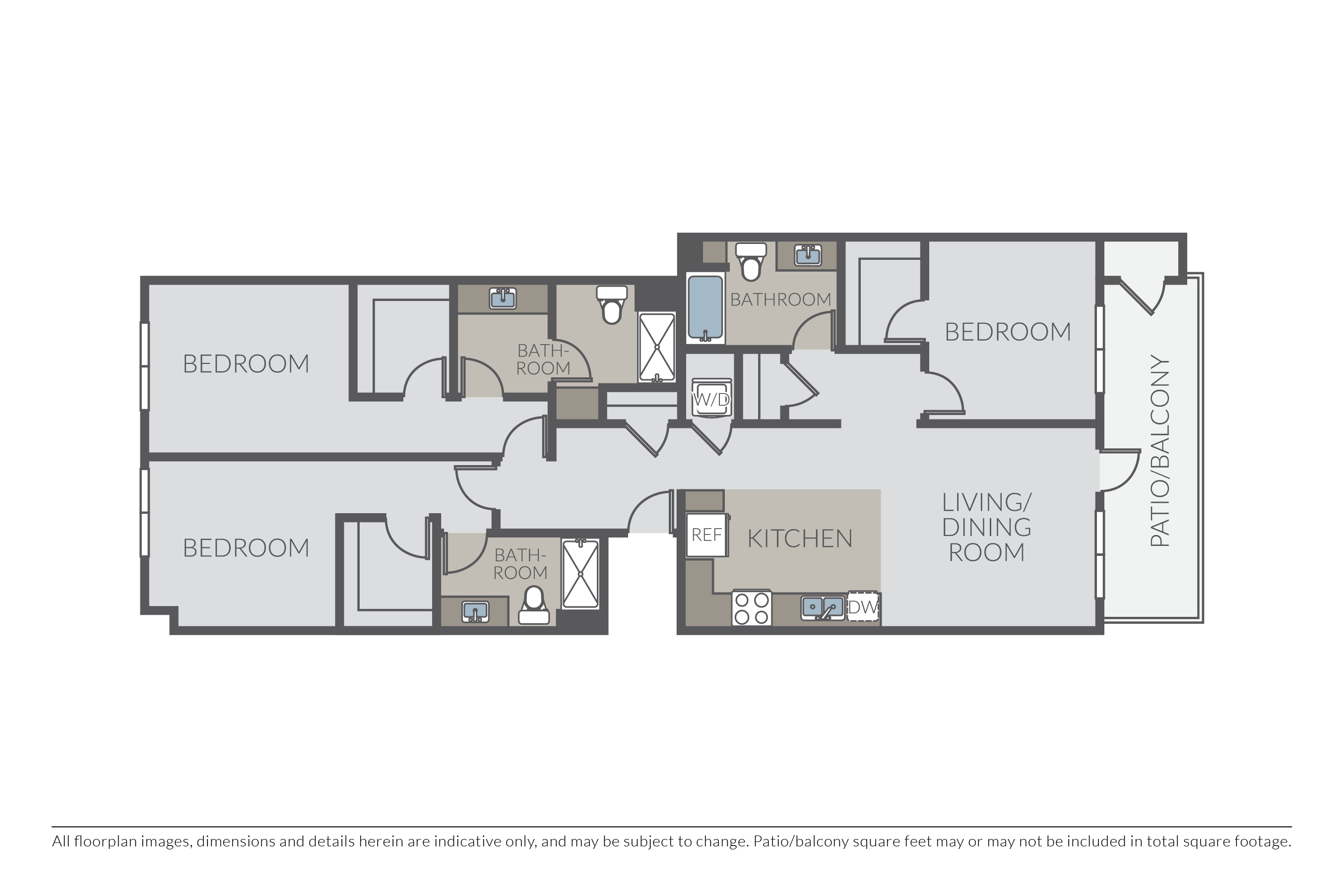 Floor plan for 3 beds, 3 baths, 1569 sqft