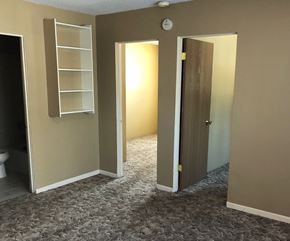 Alexandria apartment for rent - a room with three doors and a closet and a white shelf
