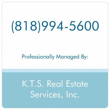Van Nuys apartment for rent - A business card for K.T.S. Real Estate Services, Inc. with a phone number.