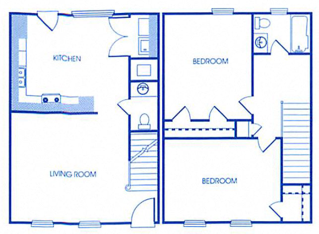 Floor plan for 2 beds, 1.5 baths, 1120 sqft