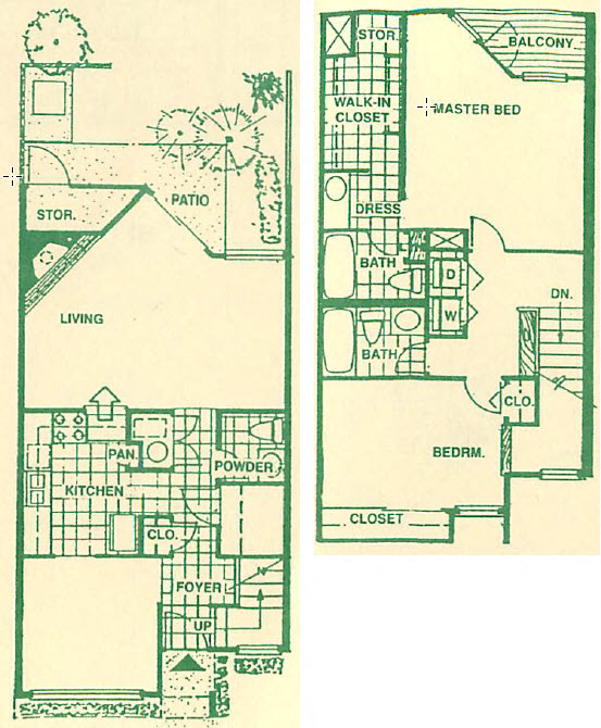 Floor plan for 2 beds, 2.5 baths, 1370 sqft