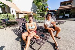 Davis apartment for rent - Residents sit near the pool at Chautauqua.