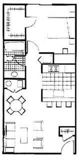 Floor plan for 1 bed, 1 bath, 612 sqft