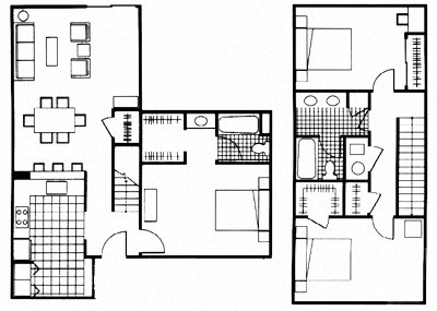 Floor plan for 3 beds, 2 baths, 1300 sqft