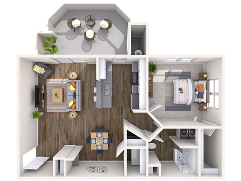 Floor plan for 1 bed, 1 bath, 792 sqft