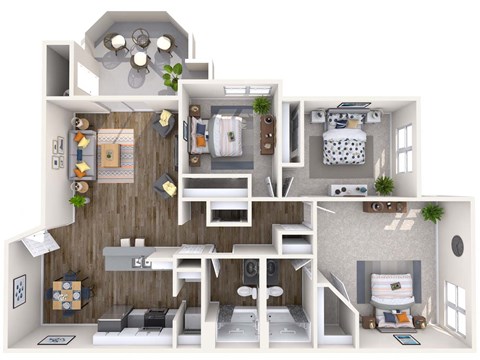 Floor plan for 3 beds, 2 baths, 1320 sqft