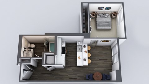 Floor plan for 1 bed, 1 bath, 1119 sqft