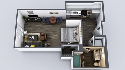 Floor plan for studio, 1 bath, 502 sqft