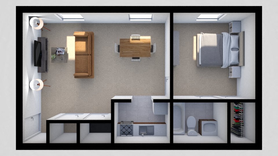 Floor plan for 1 bed, 1 bath, 472 sqft